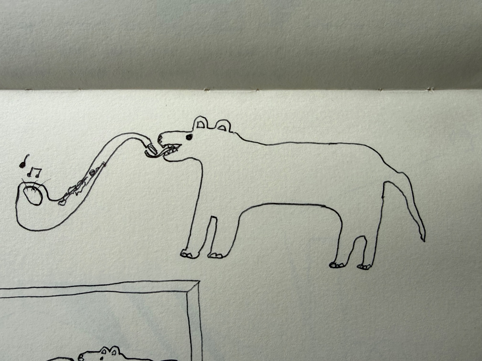 The original Sax Playing Dog, drawn in ink